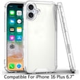 thumbnail image 2 of For iPhone 16 Plus 6.7 inch Colored Shockproof Transparent Hard PC TPU Hybrid Case Cover - Clear/Clear, 2 of 3