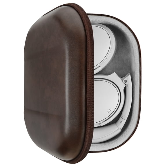 Geekria Shield Headphones Case for Foldable Over-Ear Headphones, Replacement Hard Shell Travel Carrying Bag with Cable Storage Compatible with SONY WH-1000XM4, Shure SRH840A Headsets (Brown)