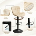 thumbnail image 4 of Furniliving Bar Stools Set of 2, Faux Leather Modern Swivel Bar Chairs, Upholstered Counter Height Barstools with Back for Bar, Kitchen Island, Dining Room, Beige, 4 of 12