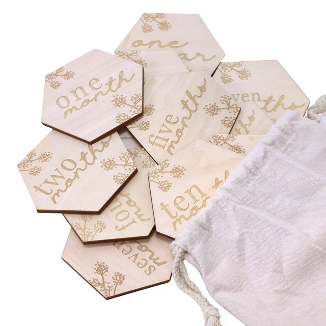 Baby Monthly Cards Little Moments, juego de madera de 13