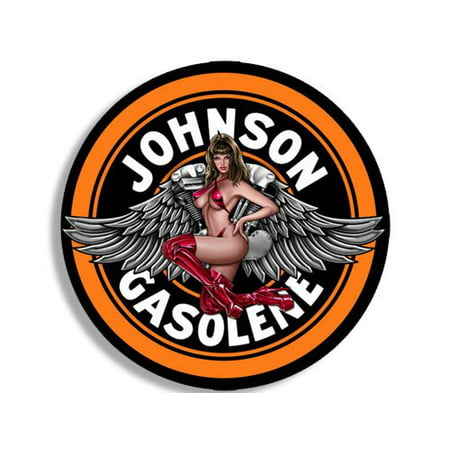 Round Vintage JOHNSON Gas Sticker (gasoline logo old rat