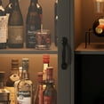 thumbnail image 2 of Wine Bar Cabinet – Farmhouse Liquor Cabinet – LED Light & Power Outlets – Wood Buffet Sideboard – Wine Racks & Glass Holder – Kitchen, Dining Room & Living Room – Black, 2 of 7