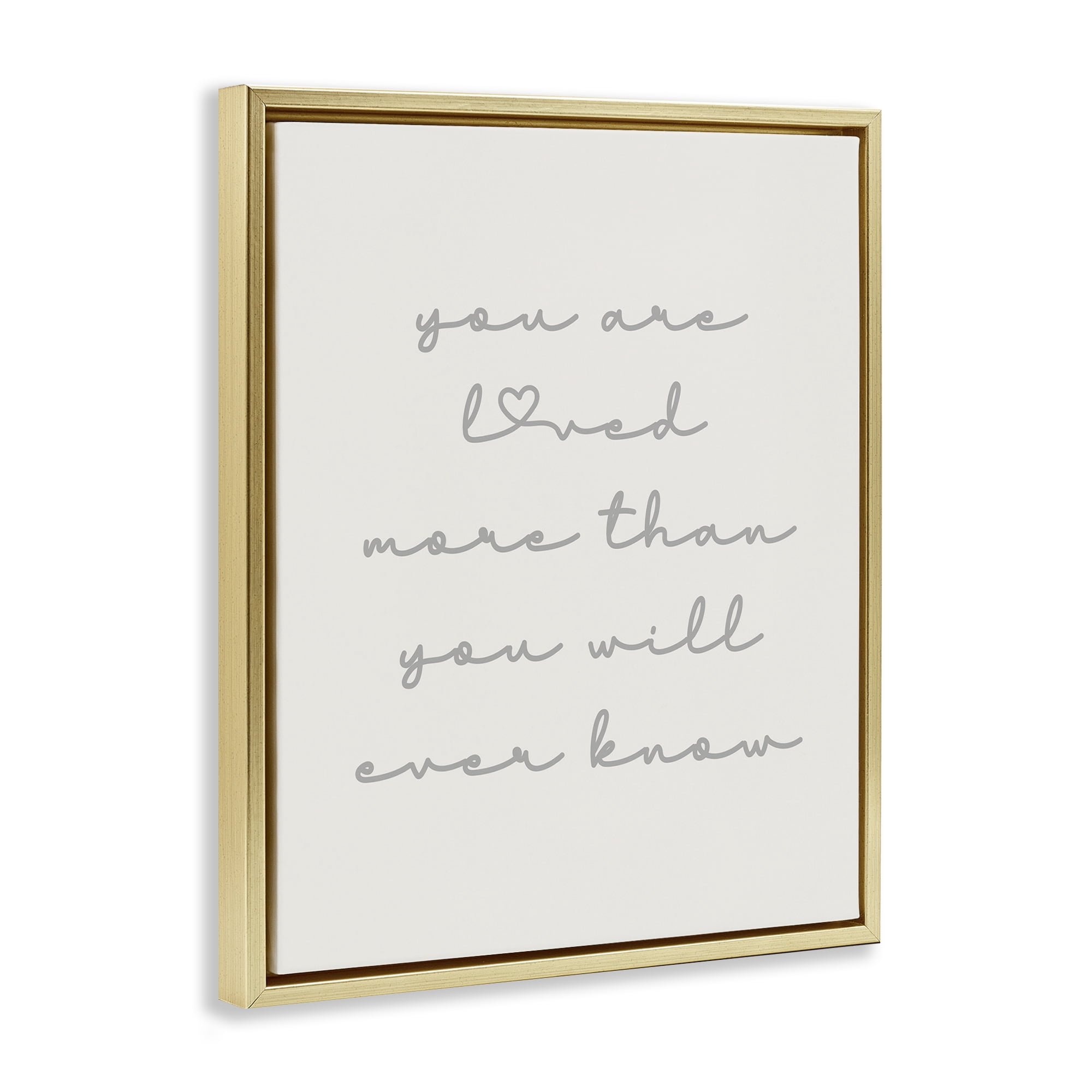 Stupell Industries Minimal You Are Loved Typography Painting Gold Floater Framed Art Print Wall Art, 25 x 31