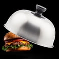 thumbnail image 1 of Tapa para hamburguesas, cúpula para derretir queso, tapa de parrilla de acero inoxidable con asa, herramienta redonda para barbacoa, cubierta para 17 centímetros, 1 of 8