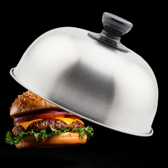 Tapa para hamburguesas, cúpula para derretir queso, tapa de parrilla de acero inoxidable con asa, herramienta redonda para barbacoa, cubierta para 17 centímetros