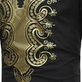 thumbnail image 5 of NaWent Men's African Ethnic Hidden Button Short Sleeve Shirt Metallic Gold Printed Dashiki Black 8(XL), 5 of 5