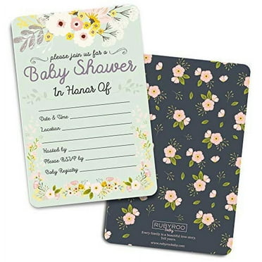 Baby Shower Invitations Floral - 30 Cards   envelopes for Baby Girl. Match Baby Shower Games, Decorations & Favors. Perfect invites for Showers, Sprinkles or Gender Reveal Party.