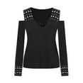 thumbnail image 4 of Camiseta sin tirantes de manga larga con cuello en V para mujer, blusa Polluver, Tops Fridja  hj4511, 4 of 7