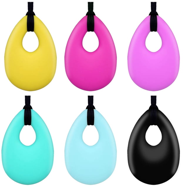Paquete de 6 collares masticables de silicona para la dentición, colgantes para niños, juguetes para la dentición para niños, niñas y adultos