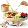 thumbnail image 1 of LUSHYUM - Juego de ollas para fondue de chocolate, máquina eléctrica para derretir chocolate, capacidad para 4 tazas, 4 bandejas, 5 tenedores, 1 espátula y calentador de queso, ideal como regalo para, 1 of 5