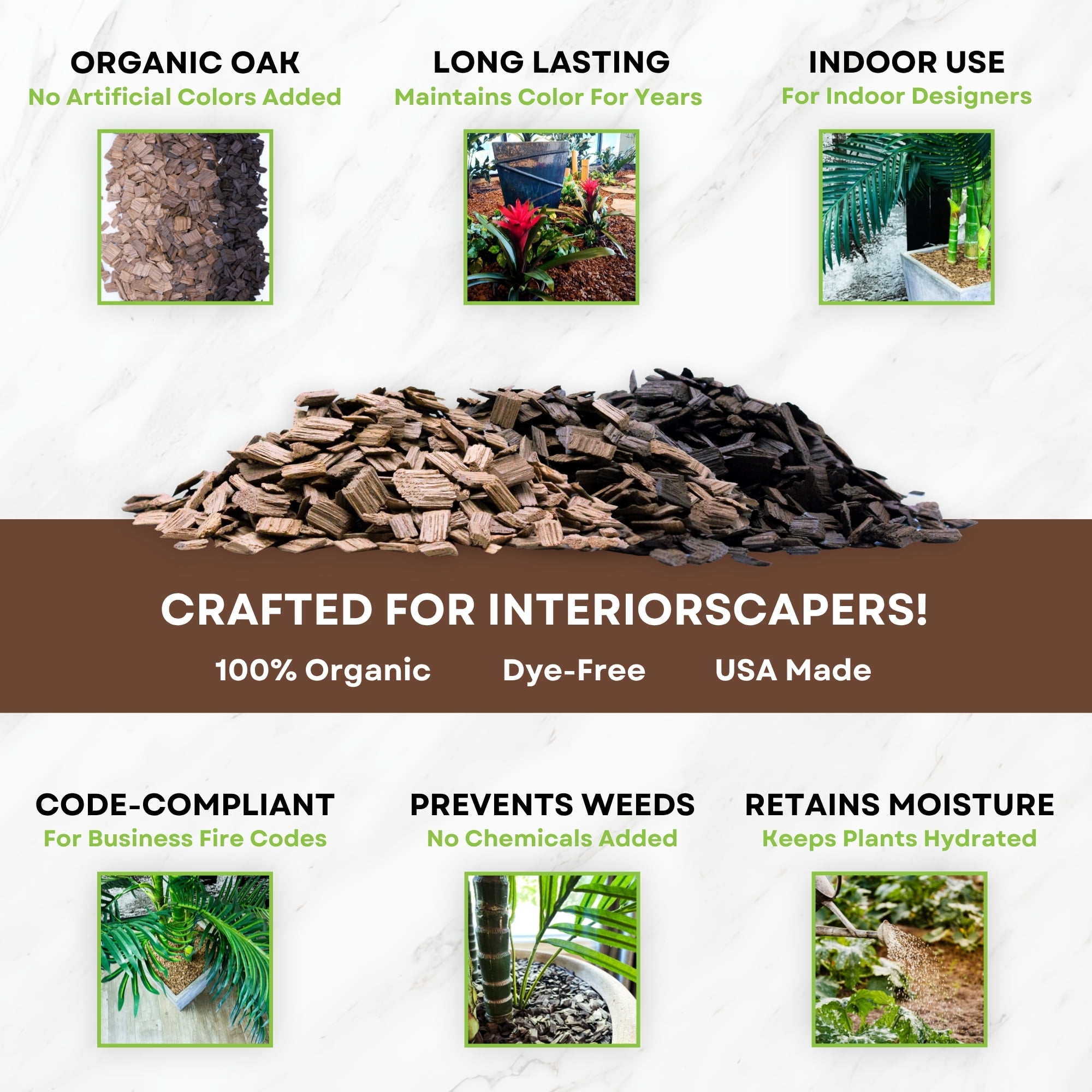 Decorative Mulch for Indoor Planters – Natural Mocha | 6.5 Qts (0.2 cu ft)
