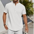 thumbnail image 2 of YATELLE Men's Henley Shirt Short Sleeve Stand Collar Summer Casual Beach Hippie T-Shirts, 2 of 6