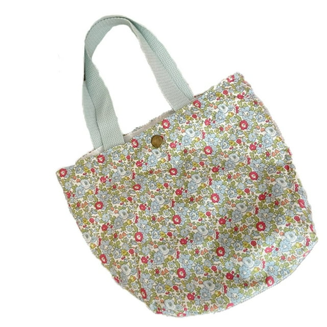 Large Capacity Flower Canvas Shoulder Bag Convenient For Women Magnetic Snap Closure Canvas Shoulder Bag