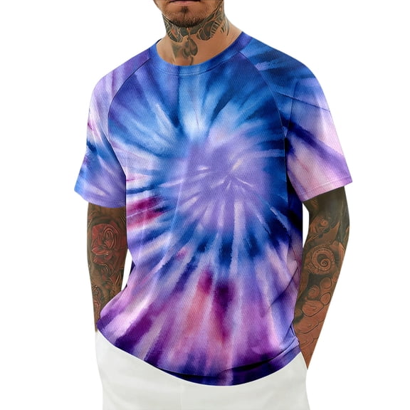 JAJAHO Tie Dye Shirts For Men Short Sleeve T Shirt Crew Neck Loose Fit Breathable Comfort Casual Graphic Tee For Daily Wear Trendy Tops