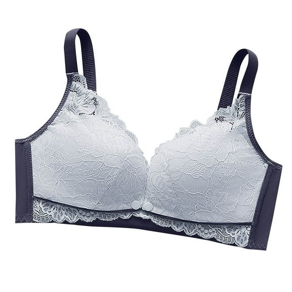 AINIYS Secure Fit Bra for Women Wireless Front Closure Thin Fabric Bralettes Soft Cup Bra Floral Lace Bralette Maternity Nursing Bra Breathable Everyday Bras Gray 38/85
