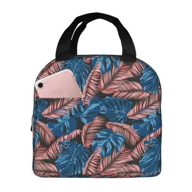 Easygdp Tropical Leaves Bolsa Térmica Premium - Tela Oxford Impermeable, Gran Capacidad, Bolsillo Frontal, Unisex para Trabajo, Escuela, Actividades al Aire Libre y Picnics