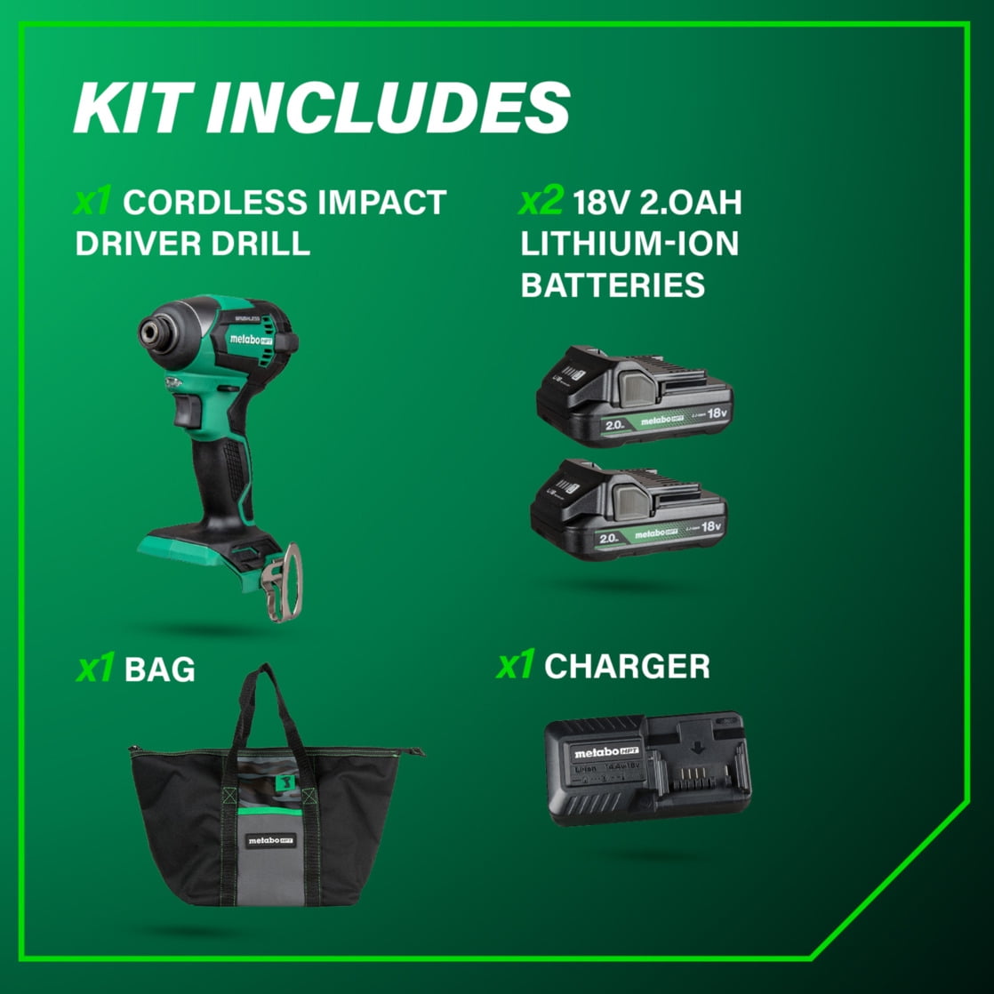 Metabo HPT 18V Cordless Driver Kit, 1/4-In Chuck, WH18DEX