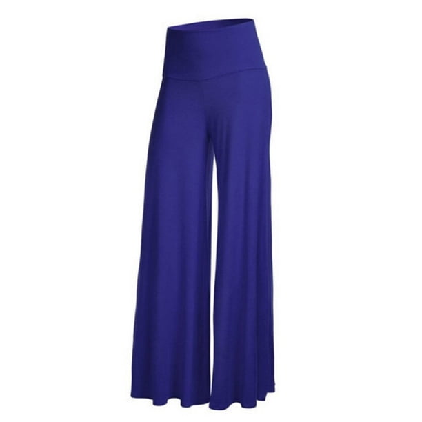 Qarigey Pantalones Pantalones de yoga de cintura alta Pantalones de mujer de pierna ancha Pantalones deportivos Ropa alta Prendas para la parte inferior del cuerpo Azul S Qarigey AP002098-22