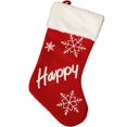 thumbnail image 1 of Juego de 1 medias navideñas felices, medias navideñas de felpa grandes de 18 pulgadas, adornos personalizados para colgar en el árbol de Navidad, 1 of 5
