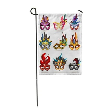 SIDONKU Masquerade Mask Realistic Feathers and Jewels Carnival Party Garden Flag Decorative Flag House Banner 28x40 inch