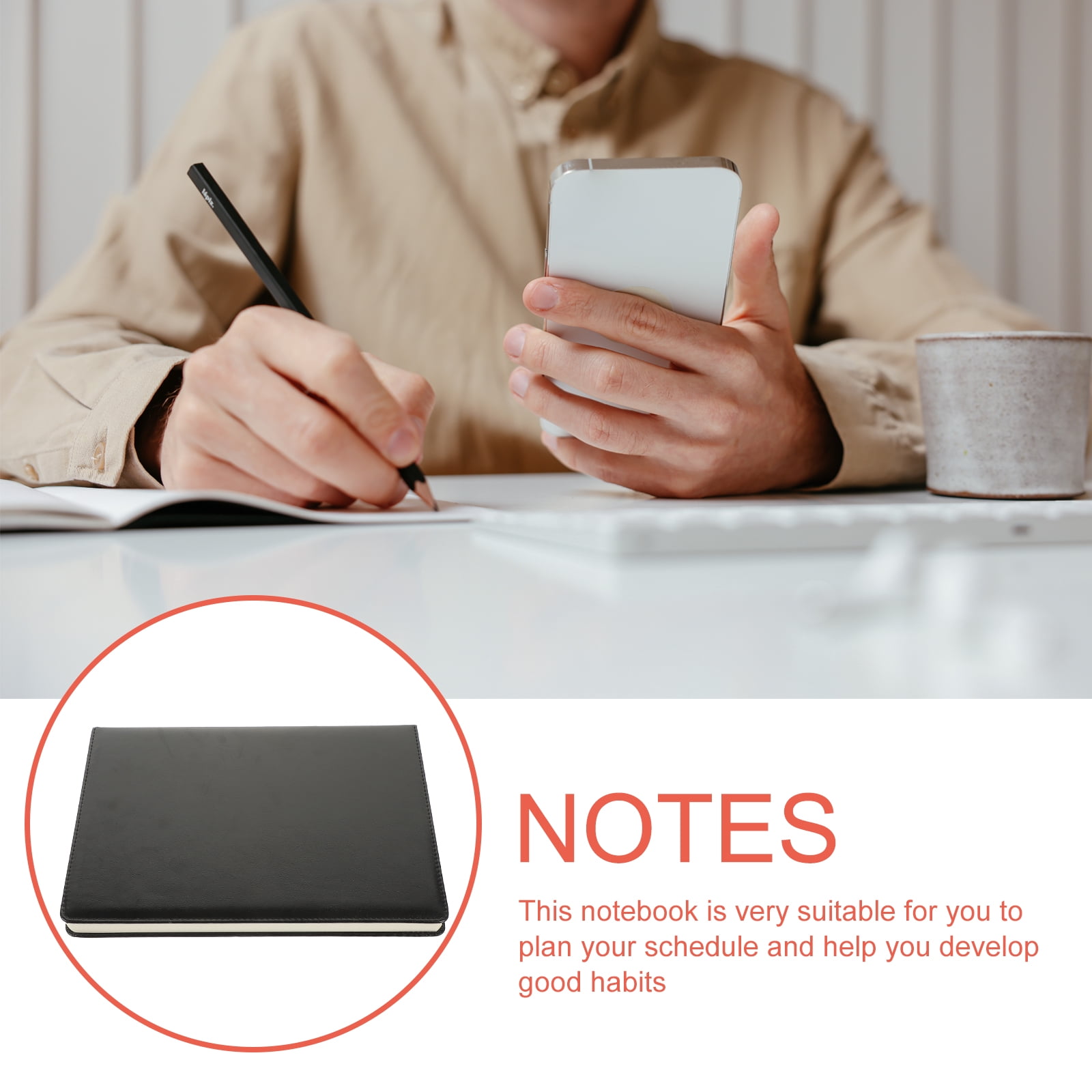 WORGEOUS A4 Lined Paper Mini Notepads Bulk Journal Stationery Portfolios for Men Work Black