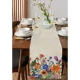 thumbnail image 2 of Colorful Spring Floral Burlap Cotton Table Runner 16x72 Inches Long, Rustic Pastoral Flowers Watercolor Farmhouse Table Runners, Outdoor Dining Tablecloths Decor for Baby Shower/Party/Wedding, 2 of 6