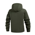 thumbnail image 4 of Mens Jacket Coat Hooded Zipper Solid Color Drawstring With Pockets Flannel Jacket for Men,Green,XL, 4 of 5