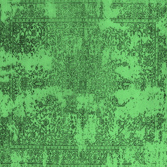 Ahgly Company Indoor Square Oriental Emerald Green Industrial Area Rugs, 7' Square