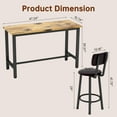thumbnail image 2 of Baxluxe Retro Bar Table Set for 2, Counter Height Dining Table Set with 2 Leather Bar Stools, Wooden Rectangle Kitchen Table and Chairs Set, 3 Pieces Pub Table Set for Breakfast Nook, Brown, 2 of 6