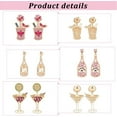 thumbnail image 3 of 3 Pairs Champagne Glass Earrings Martini Glass Earrings for Women Dangling Novelty Colorful Handmade Wine Glass Alcohol Goblet Beach Holiday Earrings Gifts Drink Studs Dangling Set Pack, 3 of 7