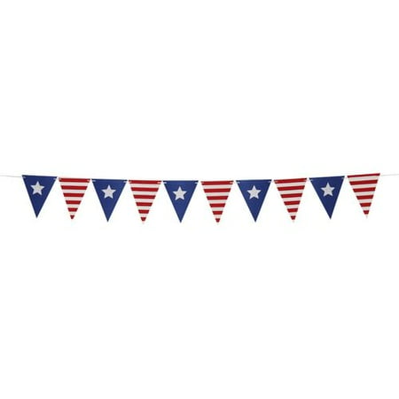 - KABOER 1 Pcs Triangle Stars and Stripes Burlap Banner 4th of July American Flag Patriotic Banner