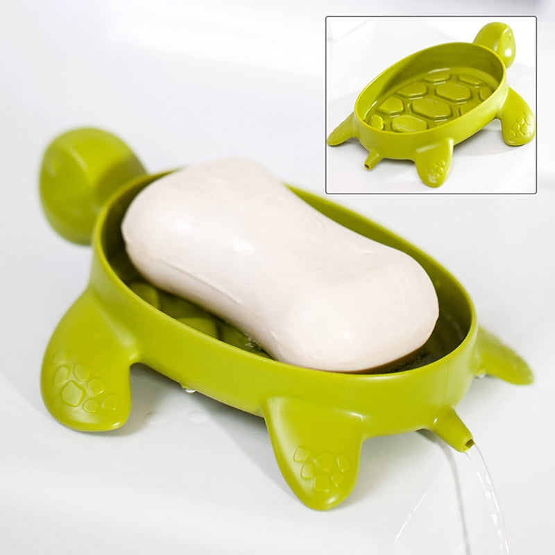 Cute Sea Turtles Soap Box Non-slip Sponge Soap Drain Holder Bathroom Accessor CA 