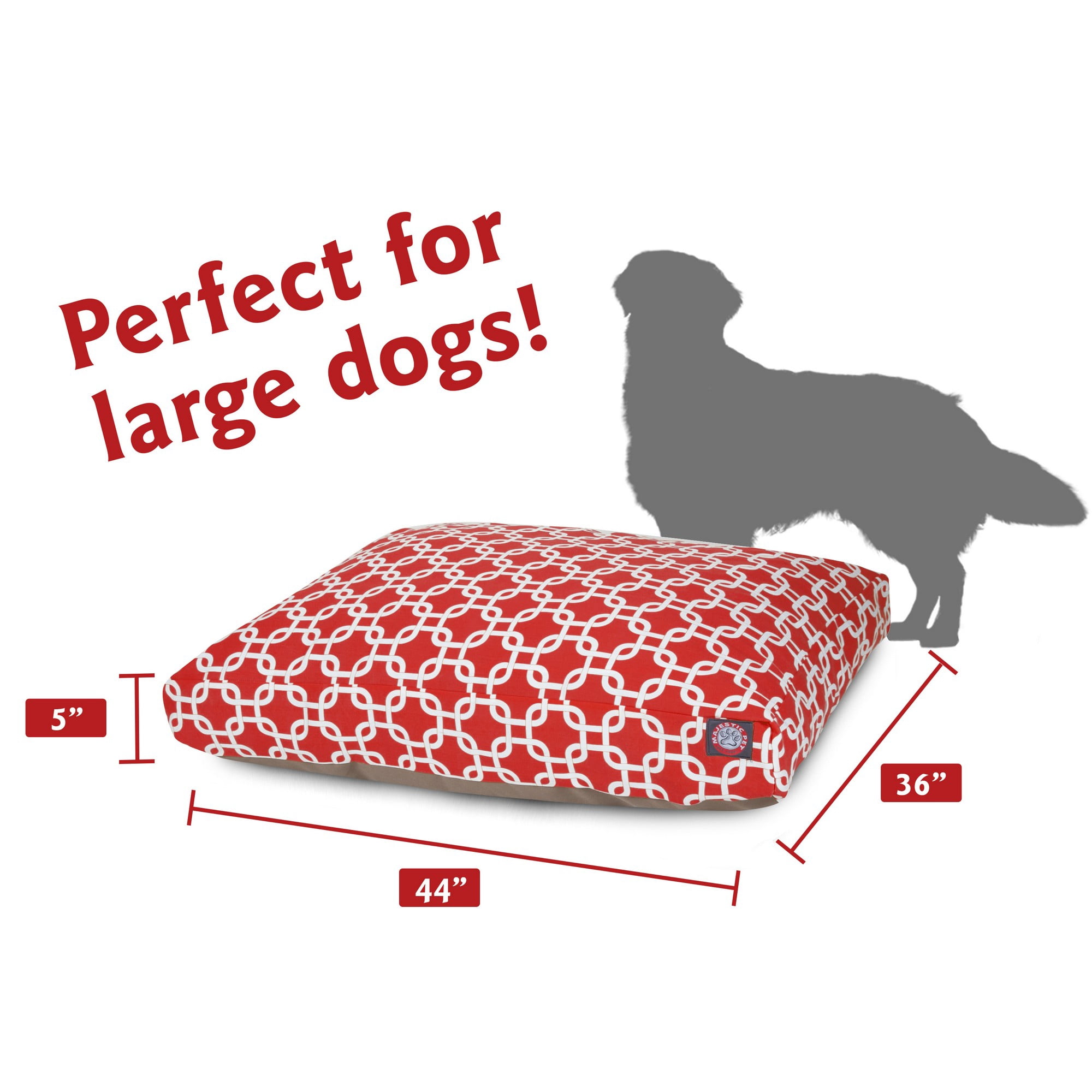 Majestic Pet | Links Shredded Memory Foam Rectangle Pet Bed For Dogs, Removable Cover, Red, Large