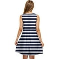 thumbnail image 4 of HOMBOM Casual Dresses for Women Blue Mid-Length Plus Size Sundress Sleeveless Crew Neck Striped Casual Dresses L, 4 of 5