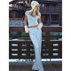 thumbnail image 5 of Conjunto de Dos Piezas para Mujer, Estilo Casual, Ideal para Estar en Casa. Incluye Top de Larga Ligeramente Corto y Pantalón de Pierna . Azul - Corto M, 5 of 6