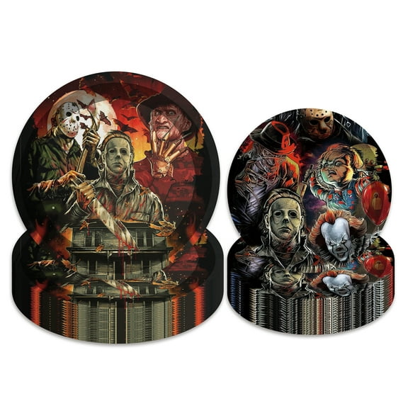 40pcs Classic Movie Characters Party Tableware Set Ghost Horror Themed Party Plates Decorations Supplies for 20 Guests Party Favors or Birthday Party Tableware Set