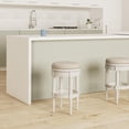 thumbnail image 2 of Maven Lane Pullman 31 Inch Tall Backless Alabaster White Finish Bar Height Upholstered Barstool with Cream Fabric Cushion Seat, Set of 2, 2 of 7