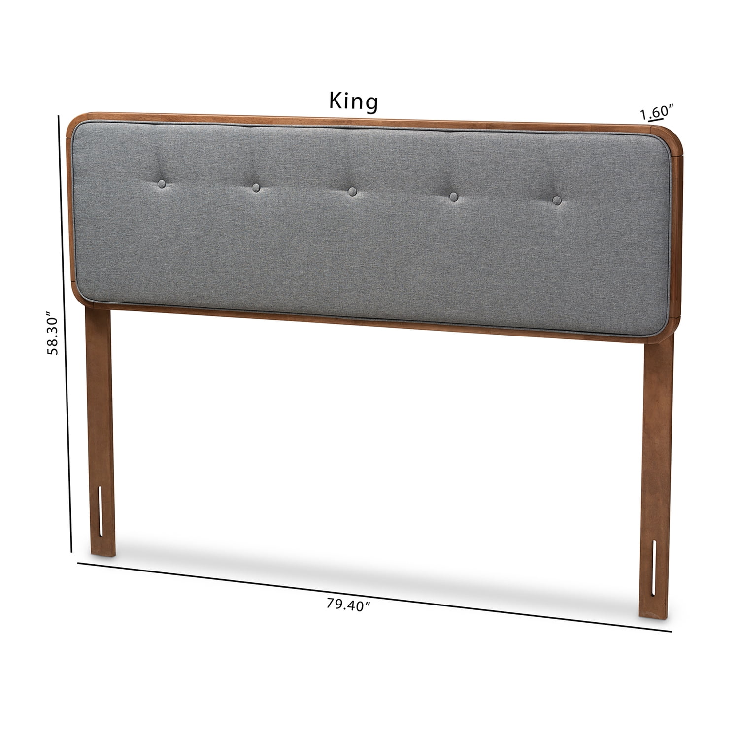 Baxton Studio Palina Mid-Century Wood Tufted Queen Headboard in Dark Gray