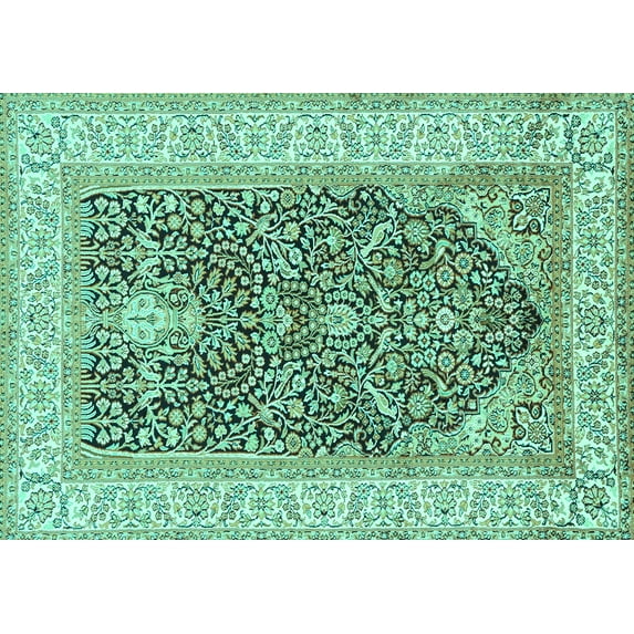Ahgly Company Machine Washable Indoor Rectangle Animal Turquoise Blue Traditional Area Rugs, 8' x 10'