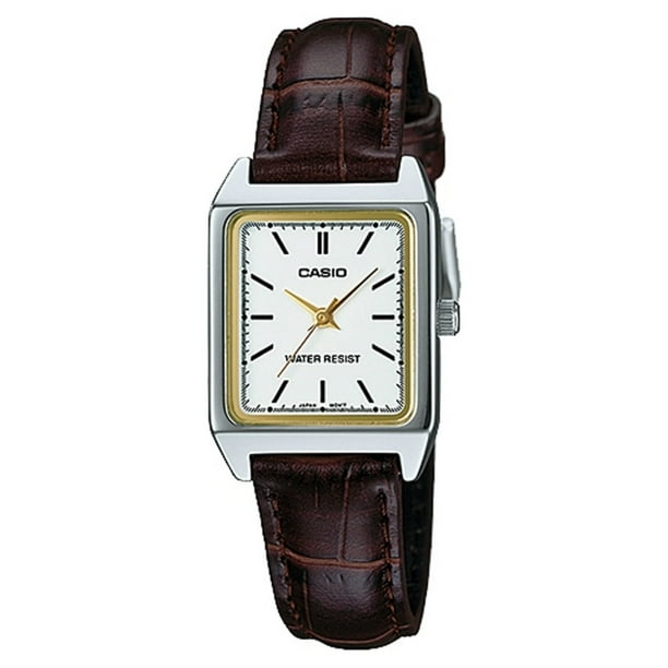 Casio Women's Analog Quartz Stainless Steel Brown Leather Watch