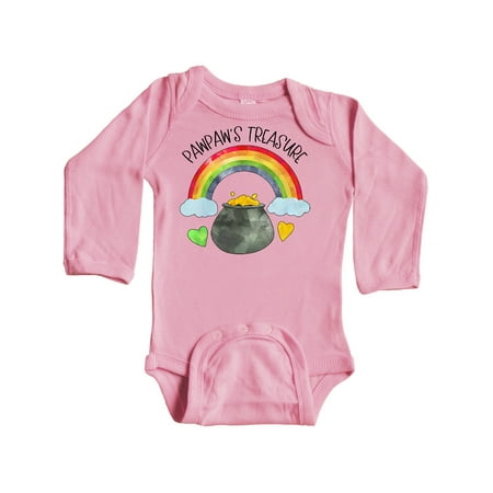 

Inktastic Pawpaw s Treasure St. Patrick s Day Rainbow and Gold Gift Baby Boy or Baby Girl Long Sleeve Bodysuit