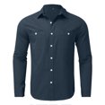 thumbnail image 2 of Gubotare Mens Shirts Men's Long Sleeve Classic Oxford Shirt,Navy XXL, 2 of 4