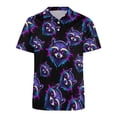 thumbnail image 4 of Colorful DJ Raccoon with Headphones And Sunglasses Men's Polo Shirts Classic Button Lightweight Collared Golf Shirts Quick Dry Basic Short Sleeve Tshirt Tees Stylish Tops S, 4 of 7