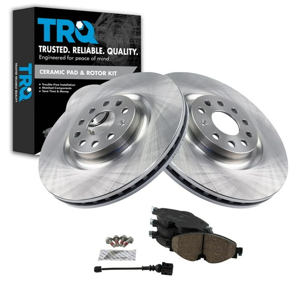 TRQ Front Brake Pad & Rotor Kit Brake Pads Brake Rotor Ceramic Vented Fits Select 2019-2020 Audi A3 Quattro 2015 Volkswagen Golf 2015-2018 GTI