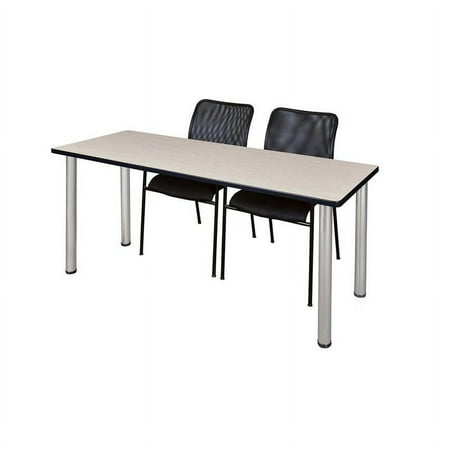 UPC: 0843532077658 | Regency 66 x 24 Training Table- Maple/ Chrome & 2 Stack Chairs- Black