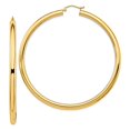 thumbnail image 4 of 14K Yellow Gold Lightweight 4mm Polished Hoop Earrings, 4 of 7