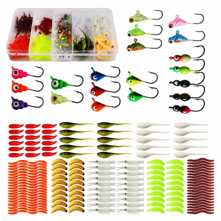GARDVORA Ice Lures 160pcs Ice Fishing Jigs Walleye Crappie Panfish Lures Ice Kit