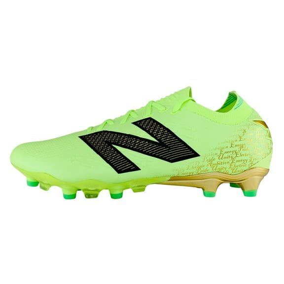 New Balance Tekela Pro Low FG v4 x Raheem Sterling Green Gold Men's Firm Ground Soccer Cleats ST1FLE45, Men's U.S. Shoe Size 10.5