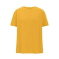 thumbnail image 5 of Otntypg Women's Oversized T Shirts Trendy Solid Color Round Neck Baggy Tees Summer Half Sleeve Casual Comfy Cozy Cotton Tunic Tops Yellow#01 S, 5 of 7