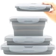 thumbnail image 1 of Collapsible Silicone Lunch Bento Box, Portable Food Storage Container Outdoor Picnic Box Space Saving, Microwave, Dishwasher and Freezer Safe, 3 Pcs Set (Grey), 1 of 7